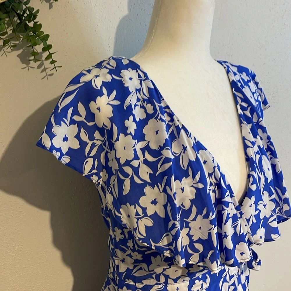 Draper James Blue and White Wrap Sundress - Picture 2 of 13